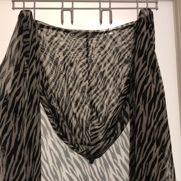 Hooded Sheer Zebra Print Cover Up - Picture 2 of 3